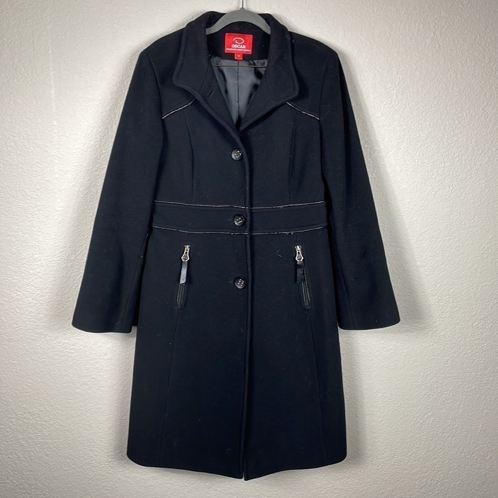 Oscar an Oscar de la Renta Company Wool Cashmere Longline Peacoat Jacket Sz 12